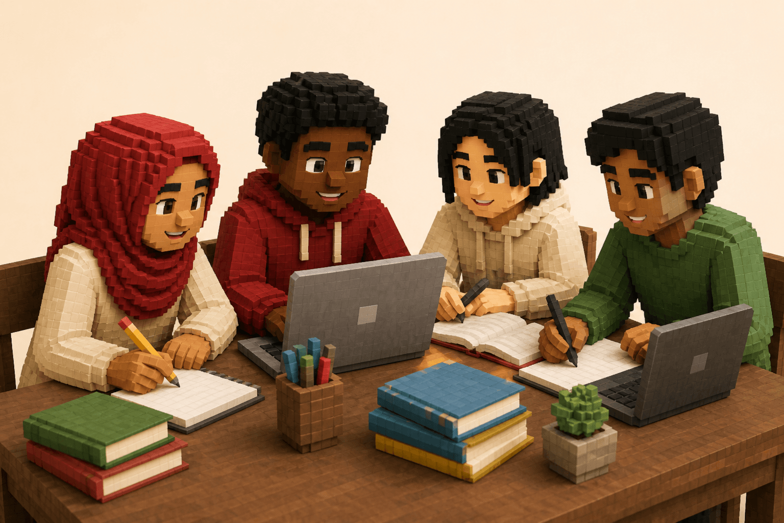 International students studying together
