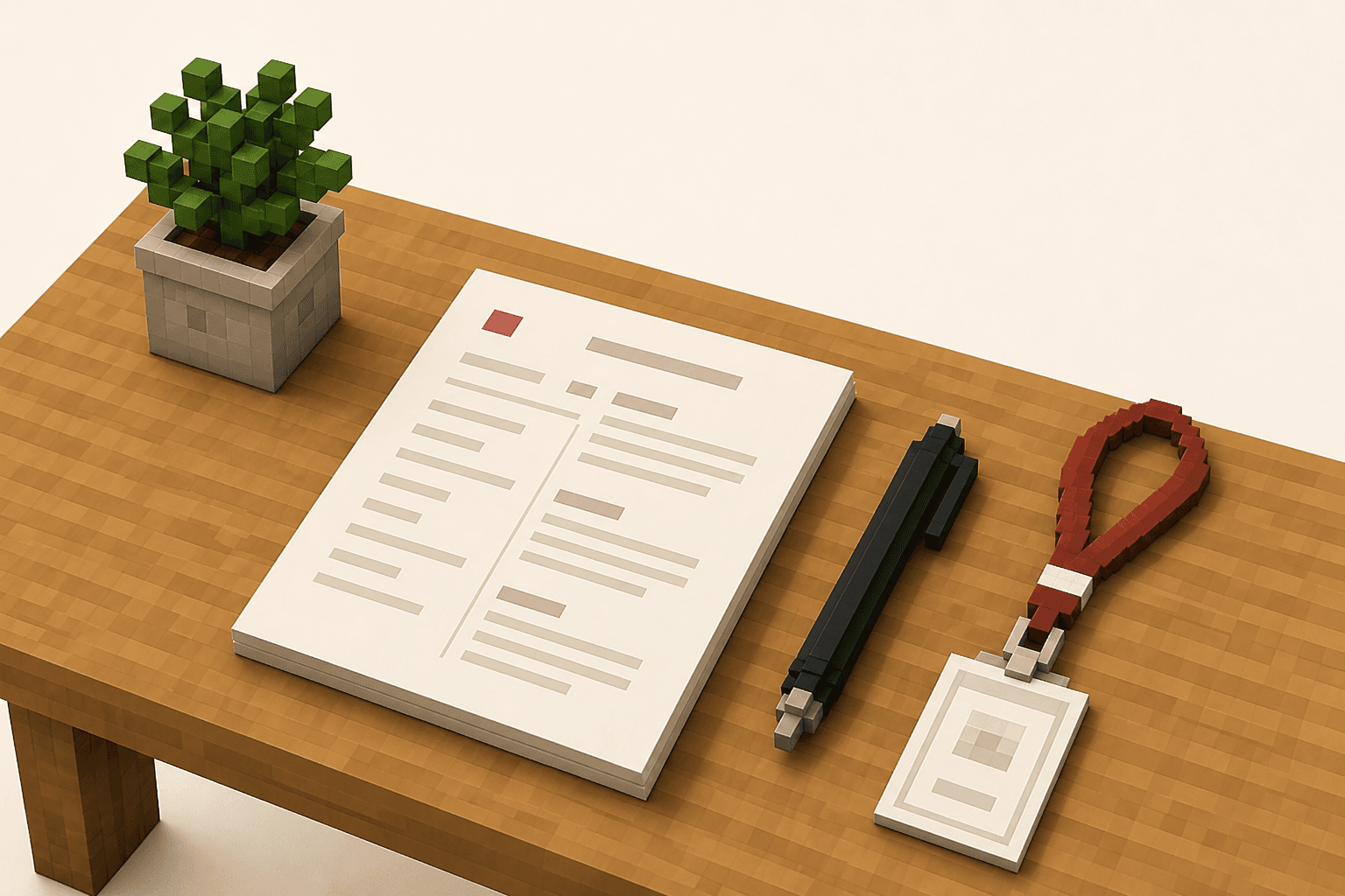 CV and university lanyard on a desk — personal branding for international students